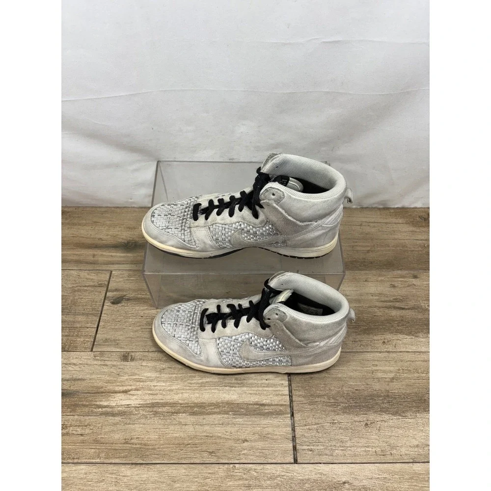 Nike Dunk High Woven Sneakers Gray Suede High Top Shoes Size 8.5